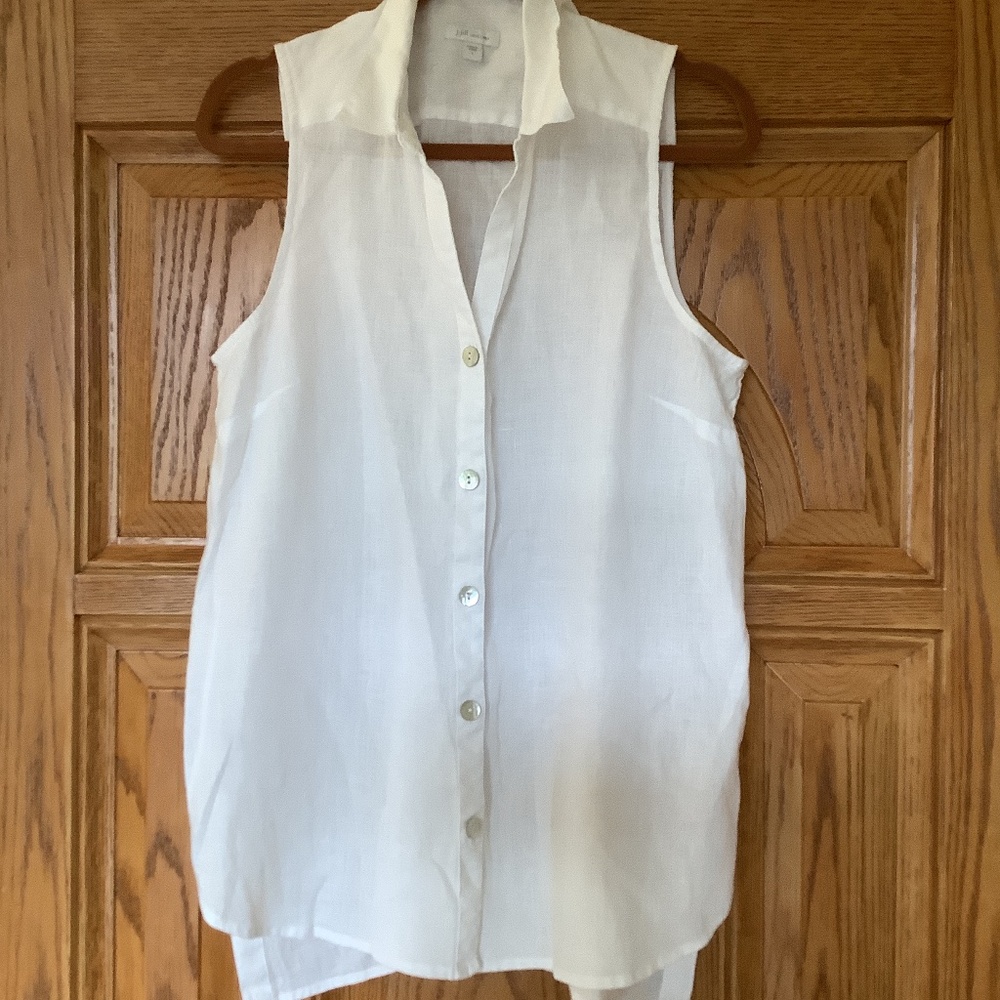 JJILL White Linen Shirt/Blouse
